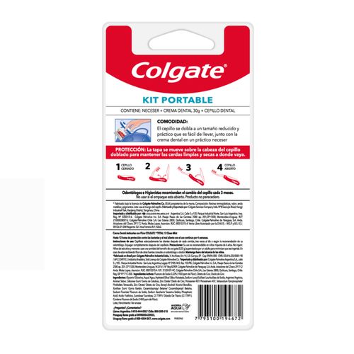 Cepillo Dental Colgate Portable + Pasta Dental Total 12 x 30 g