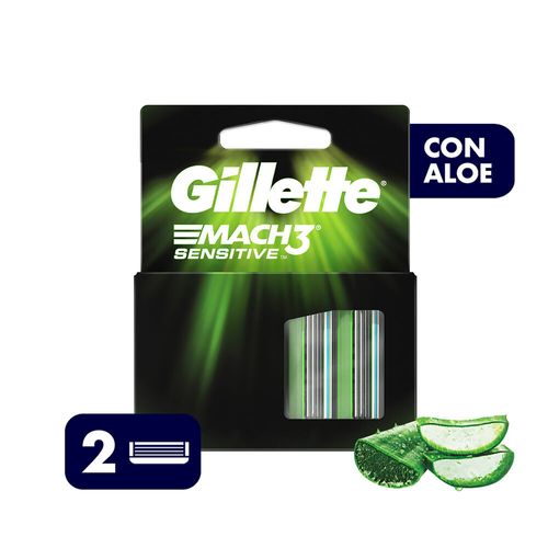 Gillette Mach3 Sensitive Repuestos de Afeitar con Aloe x 2 un