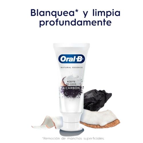 Pasta Dental Oral-B Natural Essence Aceite de Coco & Carbón x 102 g