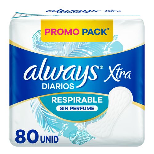 Protectores Diarios Always Xtra Respirable 80 un