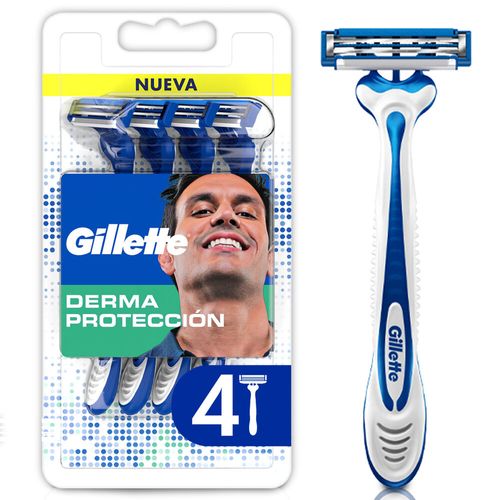 Máquina de Afeitar Gillette Derma Protección con Barra Anti-irritación x 4 un