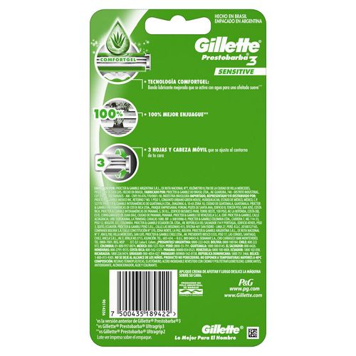 Prestobarba3 Sensitive Afeitadora Desechable x 4 un