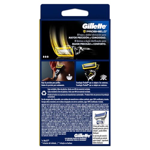 Máquina de Afeitar Gillette Proshield con 5 Cuchillas para Afeitar la Barba  x 1 un