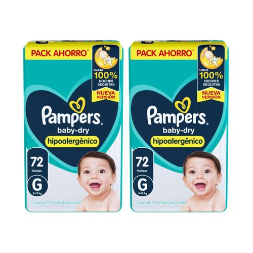 Combo Mes Completo Pañales Pampers Baby Dry Hipoalergénico