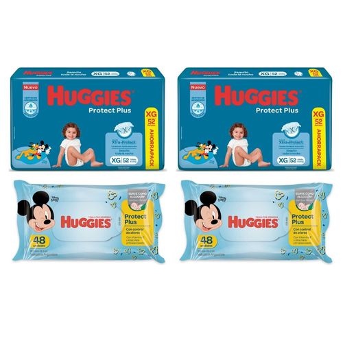 Combo Mes Completo Pañales Huggies Protect Plus