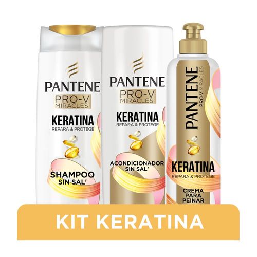 Combo Pantene Keratina Crema para Peinar + Acondicionador + Shampoo