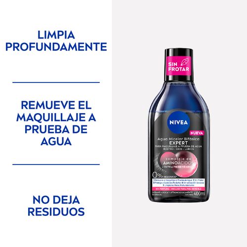 Agua Micelar Bifásica Nivea MicellAIR Black Expert para Todo tipo de Piel x 400 ml