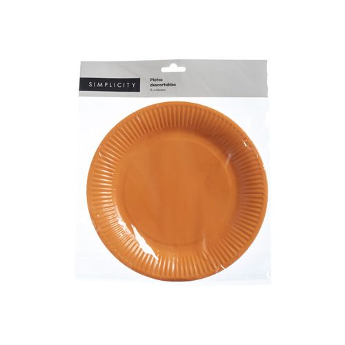 Platos Descartables Simplicity Party Naranja x 8 un