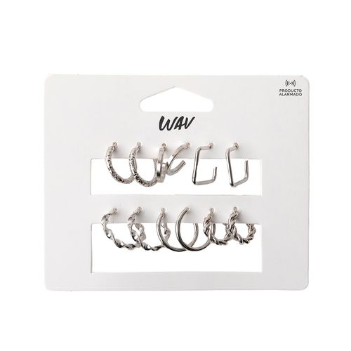 Set de Aros Wav  Mini Argollas Plateadas x 6 un