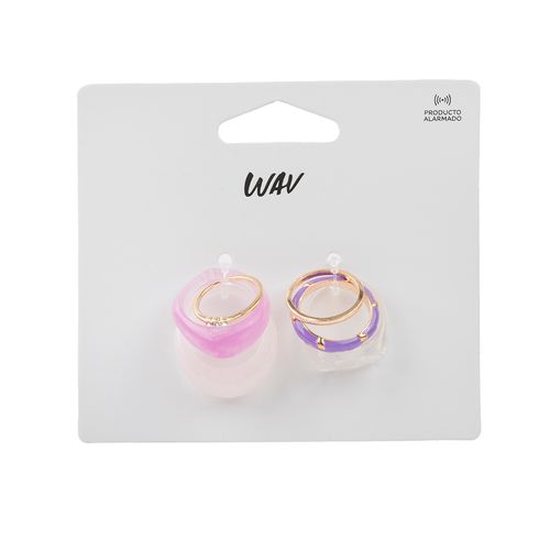 Set de Anillos Wav Lila y Dorados Y2K x 6 un