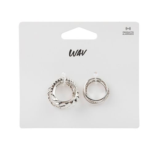 Set de Anillos Wav Plateados x 6 un