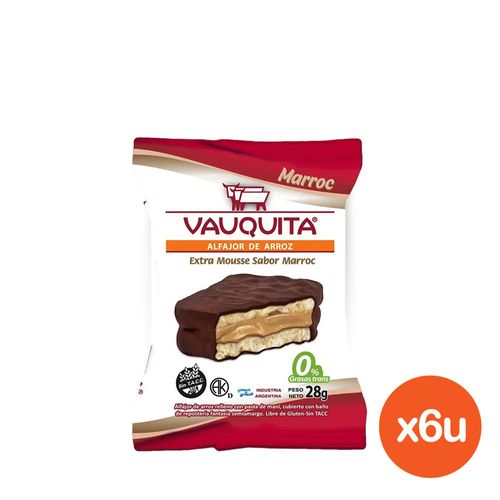 Combo Alfajor de Arroz Vauquita Mousse Marroc x 28 g x 6 un