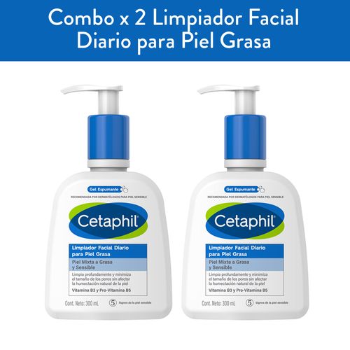 Combo Cetaphil Loción Limpieza Piel Grasa x 300 ml