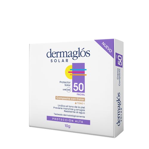 Protector Solar Dermaglós Facial Crema Compacta FPS 50 Tono 1 x 10g