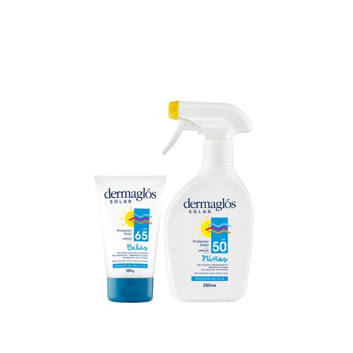 Combo Dermaglós Protector Solar Fps 50 Niños Spray x 250 ml + Protector Solar Bebés Fps 65 x 120 g