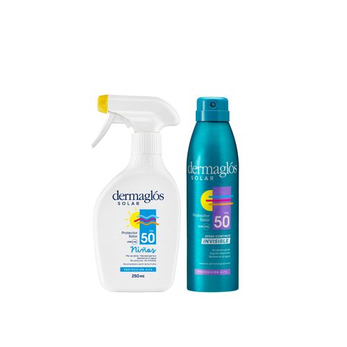 Combo Dermaglós Protector Solar Fps 50 Niños Spray x 250 ml + Protector Solar FPS 50 Spray Continuo x 170 ml