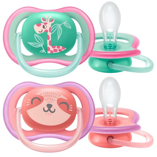 Chupetes Avent Rosa y Verde Ultra Air Deco + 18 Meses x 2 un