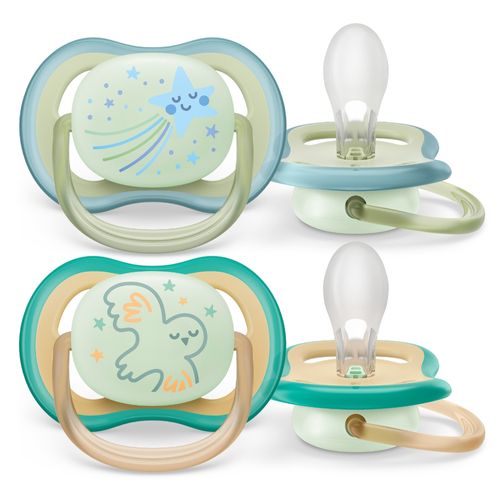 Chupetes Avent Nightime Celeste Ultra Air 0 - 6 Meses x 2 un