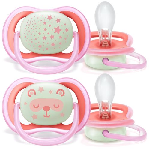 Chupetes Avent Nightime Rosa Ultra Air 6 - 18 Meses x 2 un