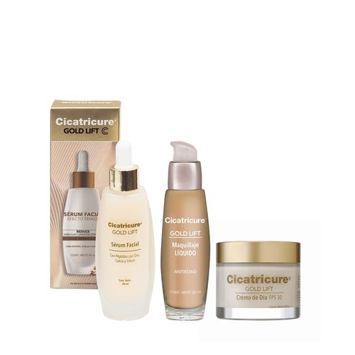 Combo Facial Cicatricure Gold Lift Sérum x 30 ml + Crema de Día x 50 g + Base Líquida Medium x 30 ml