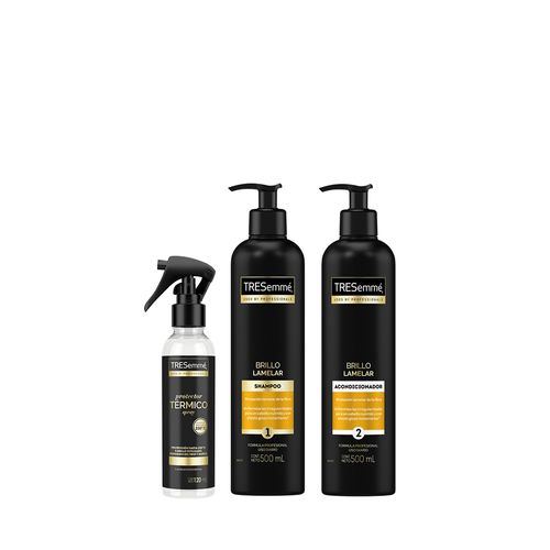 Kit Capilar Tresemmé Brillo Lamelar P Shampoo x 500 ml + Acondicionador x 500 ml + Protector Térmico Spray x 120 ml