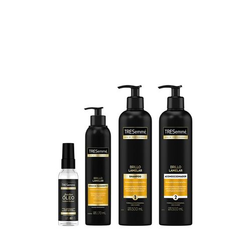 Kit Capilar Tresemmé Brillo Lamelar Shampoo x 500 ml + Acondicionador x 500 ml + Óleo x 60 ml + Sérum x 170 ml