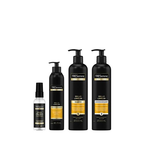 Combo Capilar Tresemmé Brillo Lamelar Shampoo x 500 ml + Acondicionador x 500 ml + Óleo x 60 ml + Sérum x 170 ml