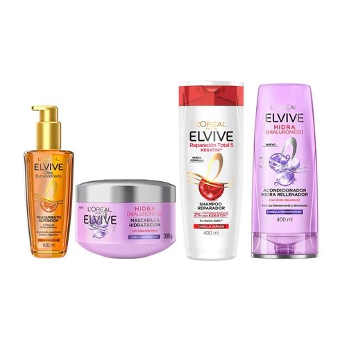 Kit Elvive Hidra Hialurónico Rutina Completa + Oleo Extraordinario