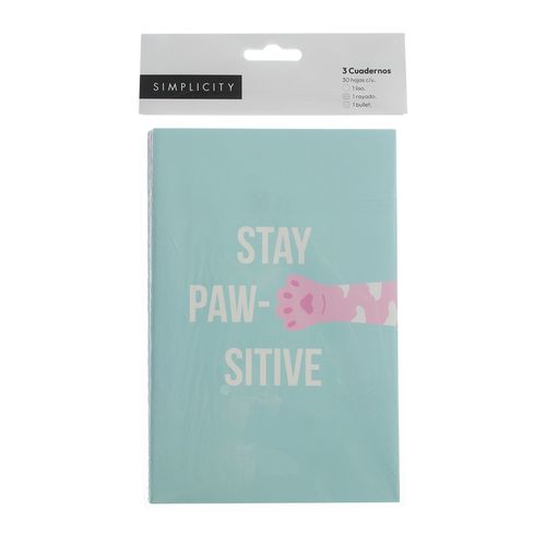 Cuaderno Tapa Blanda Simplicity Cats x 3 un