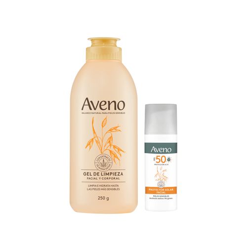 Combo Aveno Gel de Limpieza x 250 g + Protección Solar Facial FPS 50 x 50 g