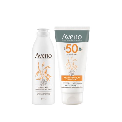 Combo Aveno Emulsión Hidratante x 250 ml+ Protección Solar Corporal FPS 50 x 175 ml