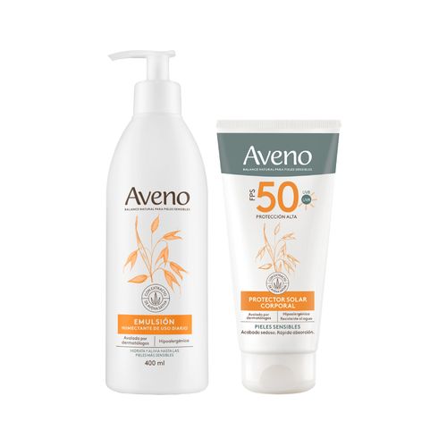 Combo Aveno Emulsión Hidratante x 400 ml + Protección Solar Corporal FPS 50 x 175 ml