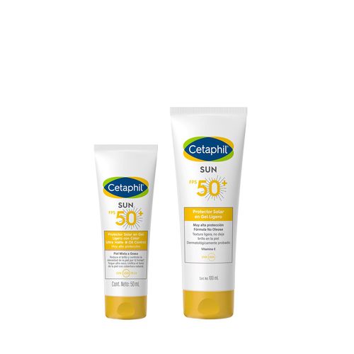 Combo Cetaphil Protector Solar Sun Ultra Matte & Oli Control Fps 50+ con Color x 50 ml + Protector Solar Sun en Gel Fps 50+ x 100 ml