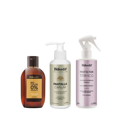 Kit Biferdil Champú Sellador del Color Quinoa x 400 ml + Tratamiento Protector Térmico x 250 ml + Pantalla Capilar x 155 ml