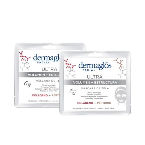 Combo Máscara de Tela Dermaglós Ultra Volumen y Estructura x 15 ml x 2 un