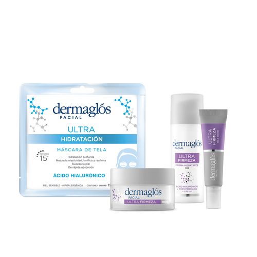 Combo Facial Dermaglós Contorno de Ojos Fps 25 + Crema Ultra Firmeza Noche + Crema de Día Ultra Age + Máscara Ultra Hidratación