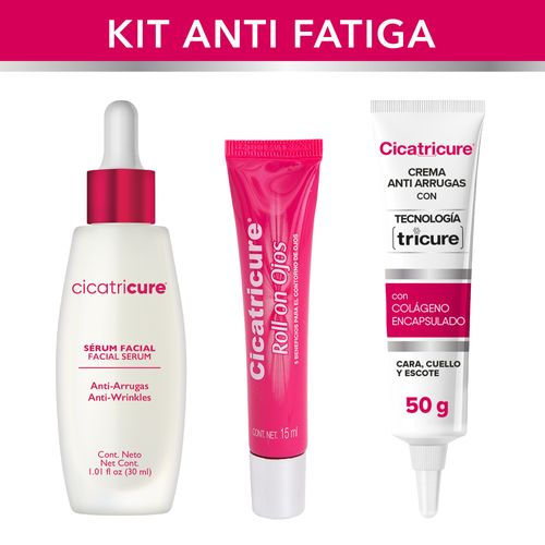 Combo Facial Cicatricure Sérum Antiarrugas x 30 ml + Contorno de Ojos Roll On x 15 ml + Sérum Antiedad x 50 g