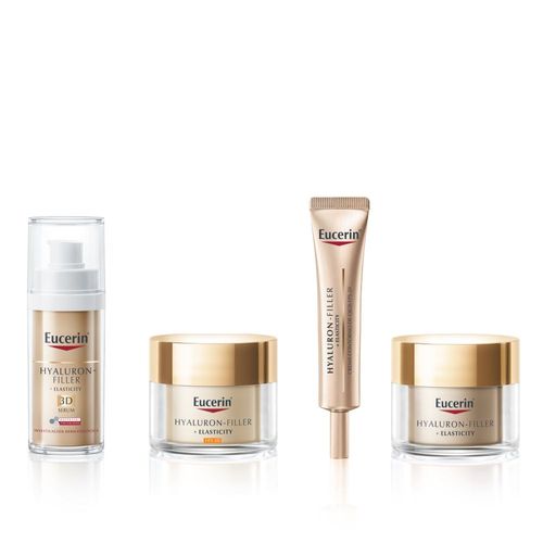 Combo Eucerin Hyaluron-Filler + Elasticity Antiedad Crema Fps 15 + Crema Noche + Sérum + Contornos de Ojos Fps 15