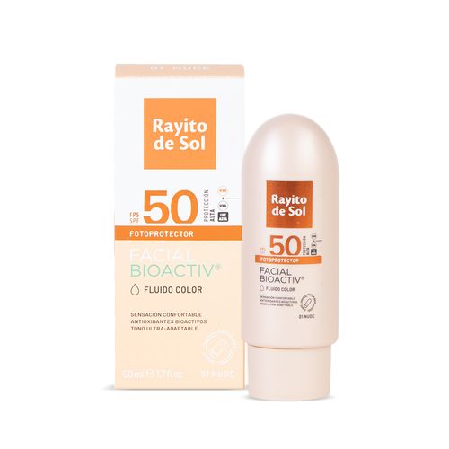 Fotoprotector Solar Facial Rayito de Sol Fluido Color Nude Tono 1 x 50 g