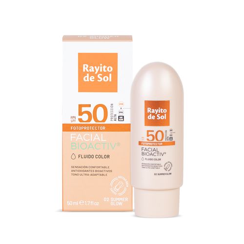 Fotoprotector Solar Facial Rayito de Sol Fluido Summer Glow Tono 2 x 50 g