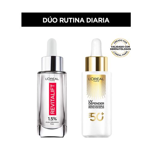 Kit Duo Rutina Diaria de L'Oréal Paris: Sérum Revitalift + Protector Solar Uv Defender Sérum