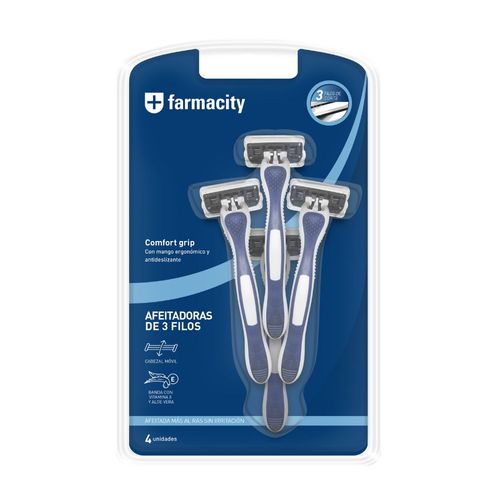 Máquina de Afeitar Farmacity 3 Filos x 4 un