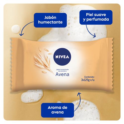 Jabón Humectante Nivea Avena para Todo Tipo de Piel x 3 un x 125 g