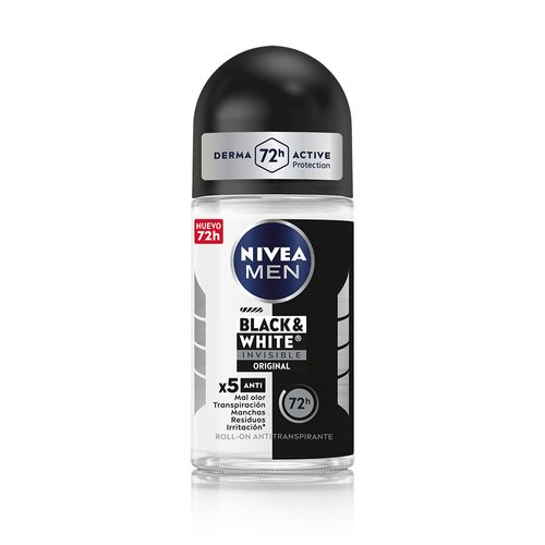 Desodorante Antitranspirante Nivea Men Invisible B&W Roll On x 50 ml