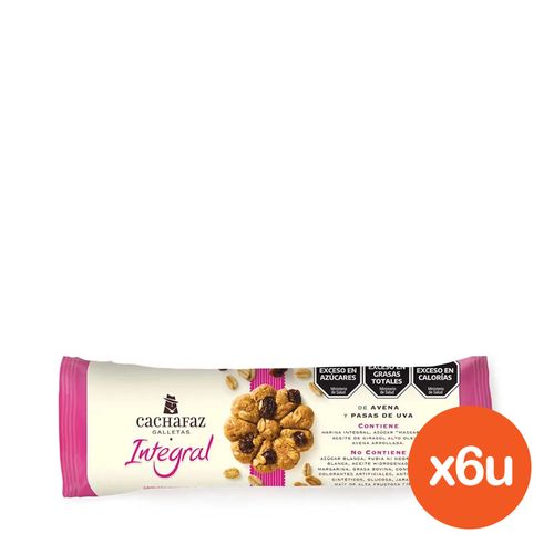 Combo Galletita Integral Cachafaz Avena y Pasas x 225 g x 6 un