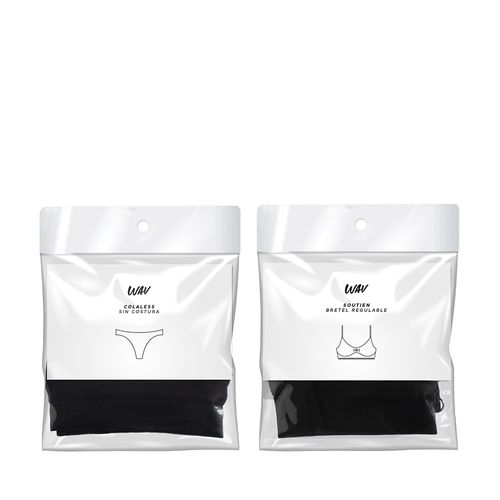 Combo Wav Talle L Corpiño Soutien Seamless Negro + Colaless Seamless Negro