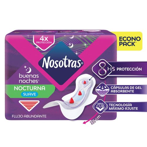 Toallas Femeninas Nocturna Nosotras Buenas Noches x 30 un