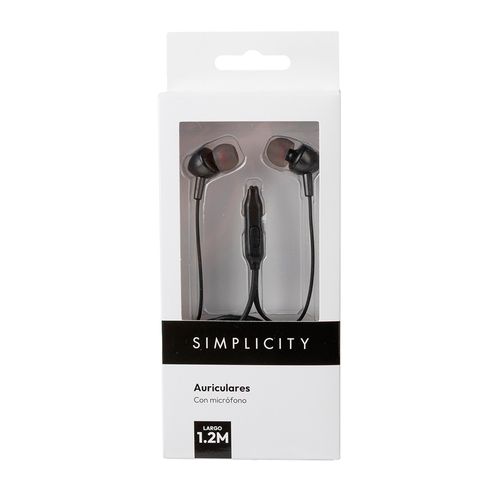 Auriculares con Micrófono Metalizados Negro Simplicity Tech Ola12