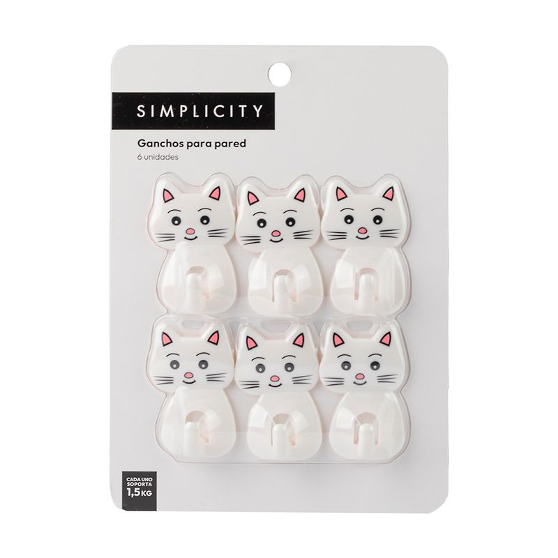 ganchos-de-plastico-gatito-x-6-simplicity-home-ola6