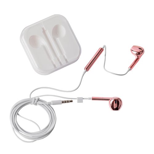 Auriculares Metalizados con Estuche Simplicity Rosa 1 m